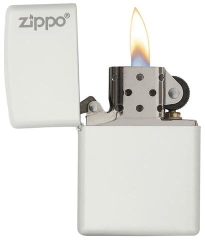 Classic White Matte Zippo Logo
