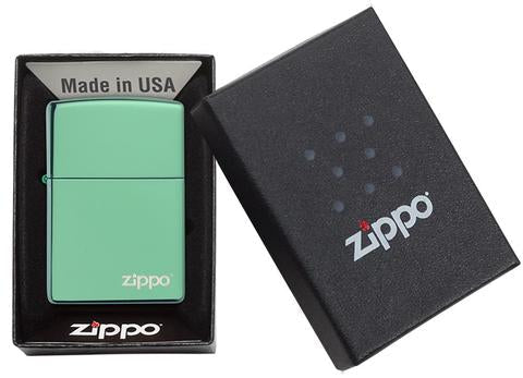 Classic High Polish Green Zippo Logo