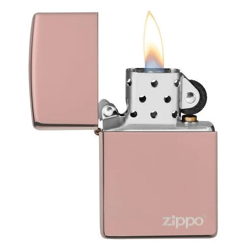 Classic High Polish Rose Gold Zippo Logo