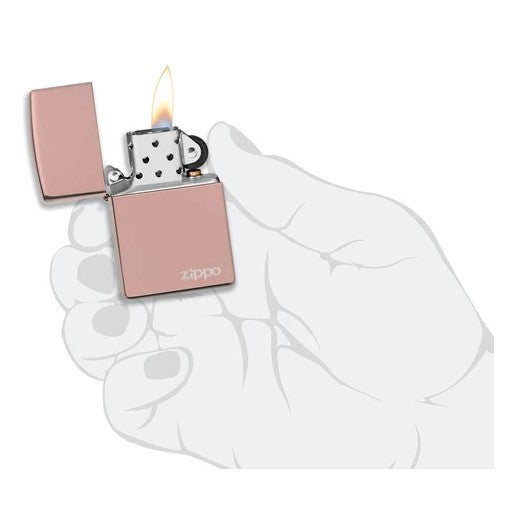 Classic High Polish Rose Gold Zippo Logo
